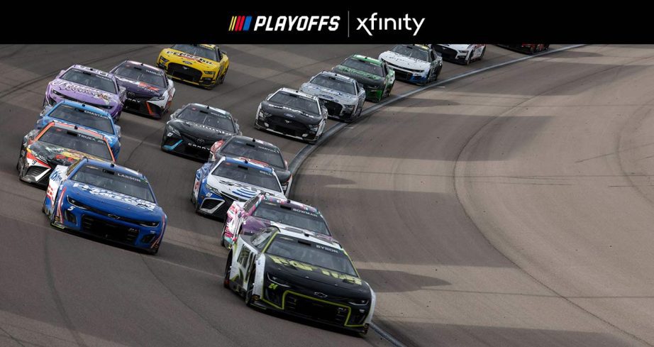 William Byron's No. 24 Chevy leads the pack during Cup Series action at Las Vegas Motor Speedway