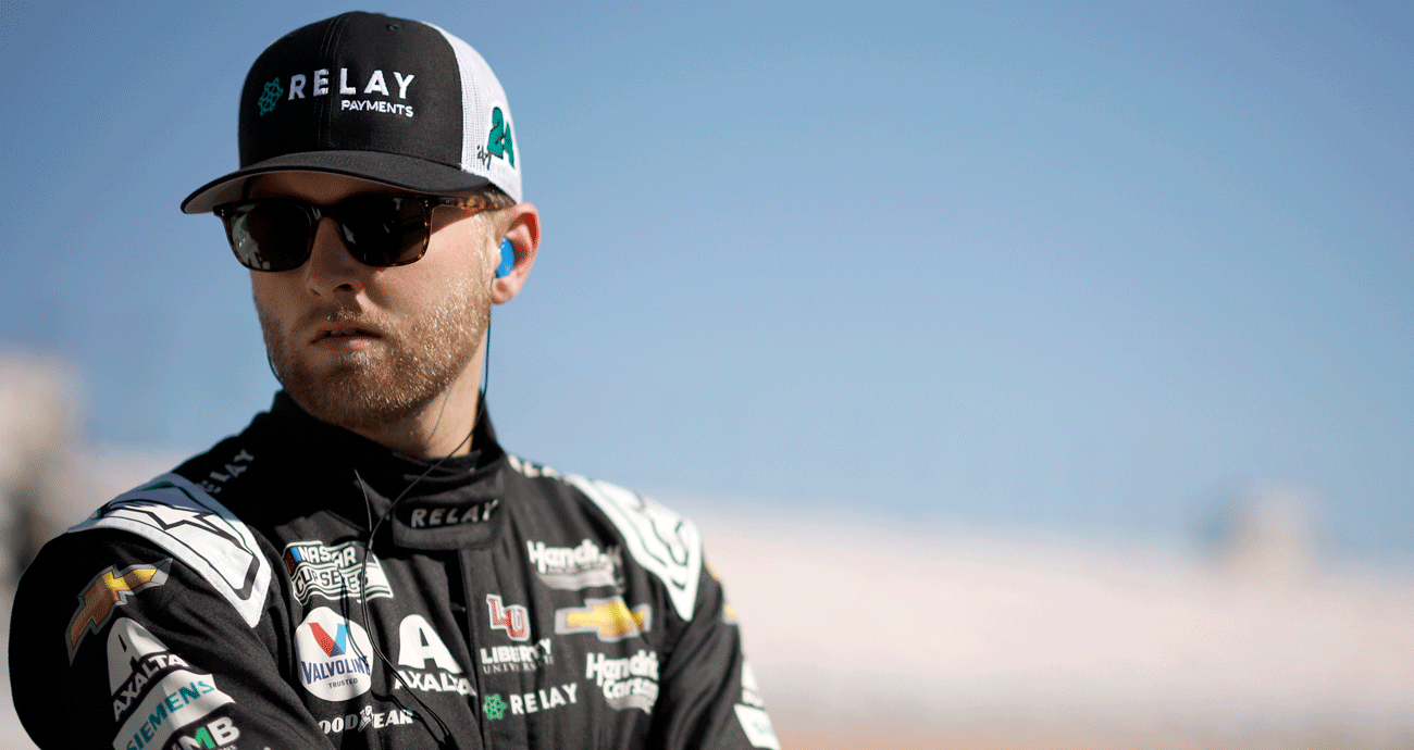 William Byron looks on during qualifying at Las Vegas Motor Speedway