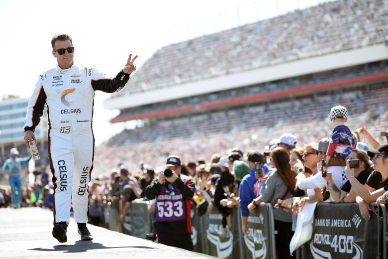 AJ Allmendinger waves to crowd during driver intros.