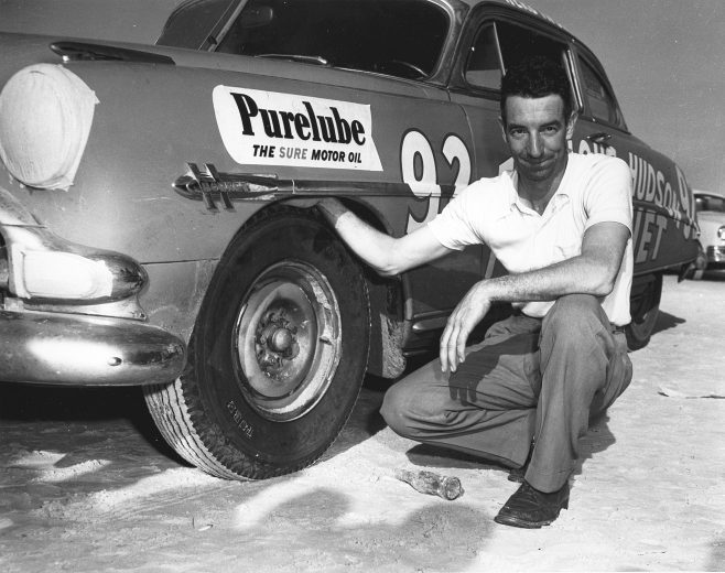 Herb Thomas of Olivia, NC finished second in the NASCAR Cup race on the Daytona Beach-Road Course behind Hudson teammate Marshall Teague.