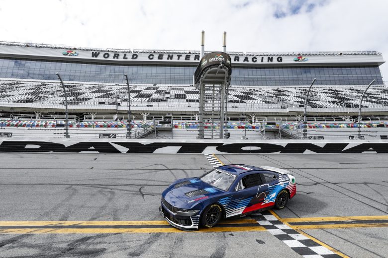 The 2024 Ford Mustang Dark Horse that will compete in the NASCAR Cup Series races at Daytona