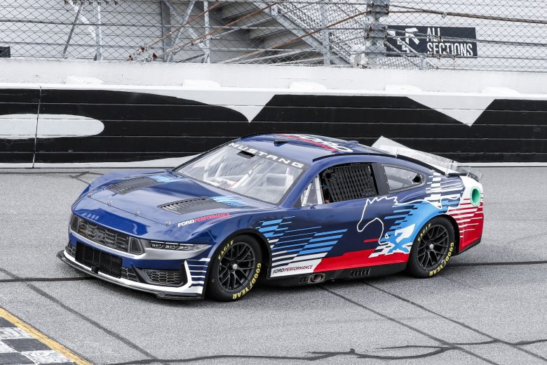 The 2024 Ford Mustang Dark Horse that will compete in the NASCAR Cup Series races at Daytona