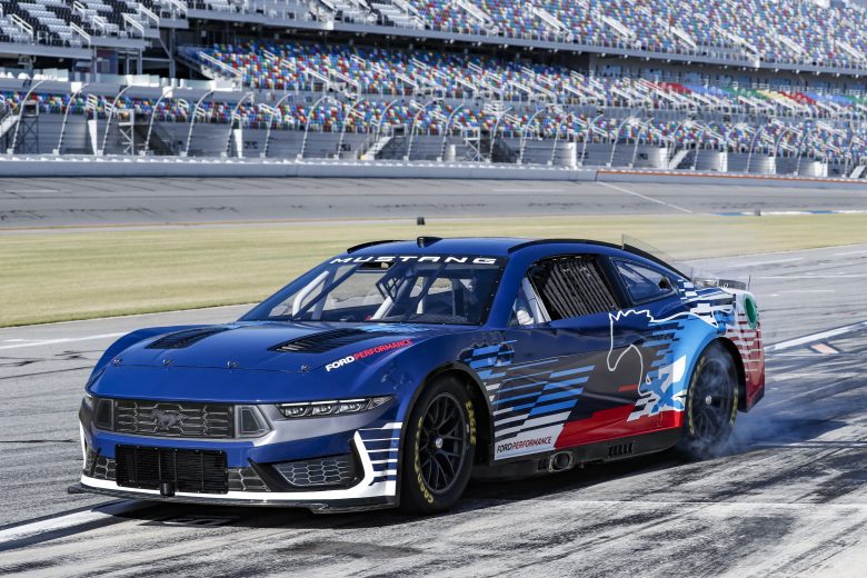 The 2024 Ford Mustang Dark Horse that will compete in the NASCAR Cup Series races at Daytona