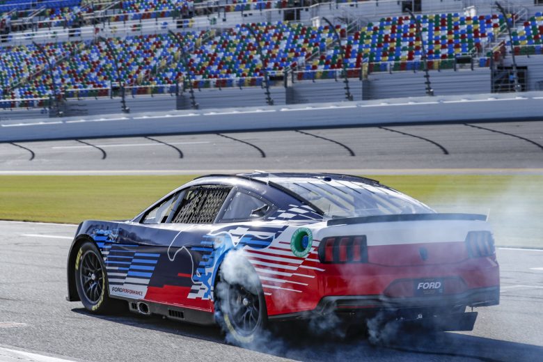 The 2024 Ford Mustang Dark Horse that will compete in the NASCAR Cup Series races at Daytona