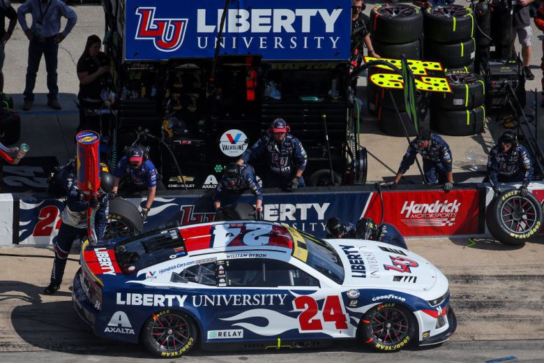 William Byron on pit road
