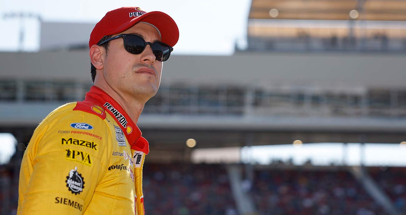 Joey Logano on the grid for Cup Series qualifying at Phoenix Raceway