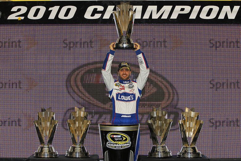 Jimmie Johnson celebrates his fifth consecutive Cup title.