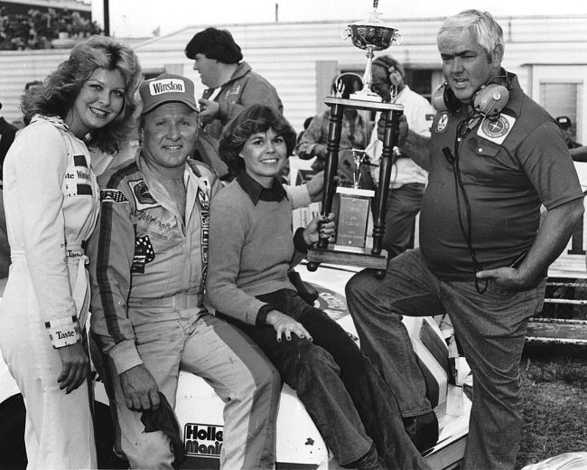Cale Yarborough celebrates in Victory Lane.