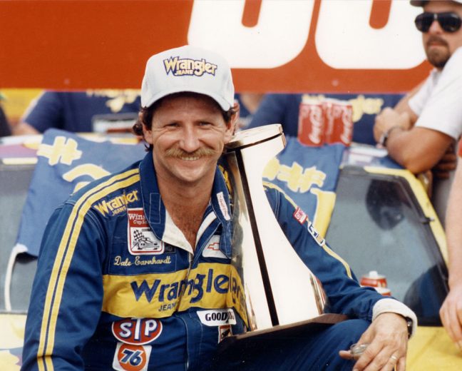 Dale Earnhardt celebrates in Victory Lane.