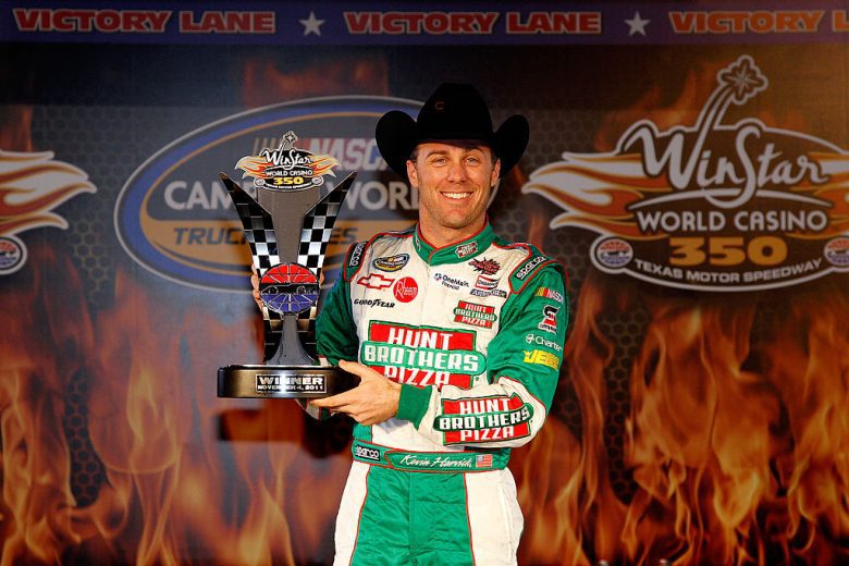 Kevin Harvick celebrates in Victory Lane at Texas.
