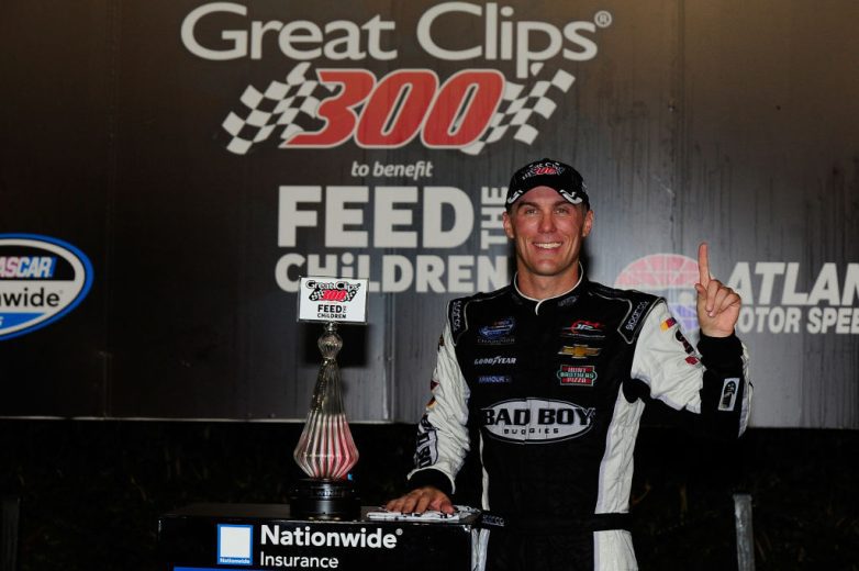 Kevin Harvick celebrates in Victory Lane at Atlanta.