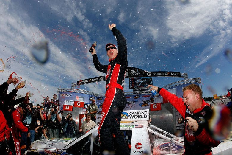 Kevin Harvick celebrates in Victory Lane at Martinsville.