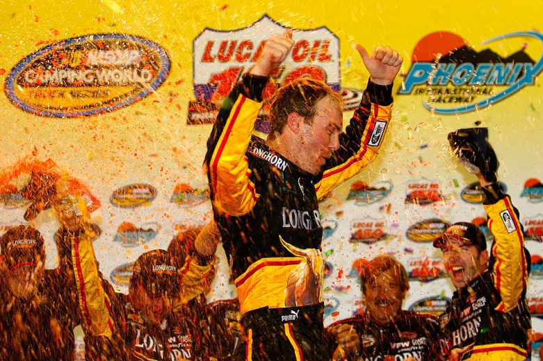 Kevin Harvick celebrates in Victory Lane at Phoenix.
