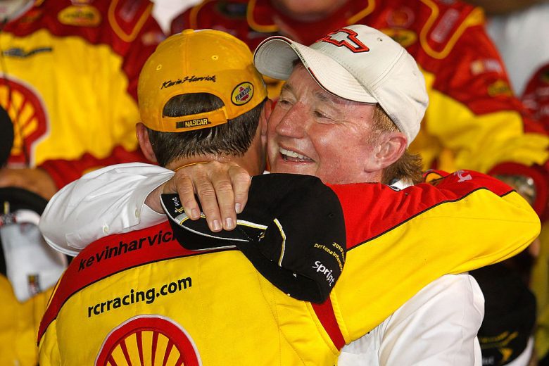 Kevin Harvick celebrates in Victory Lane at Daytona.