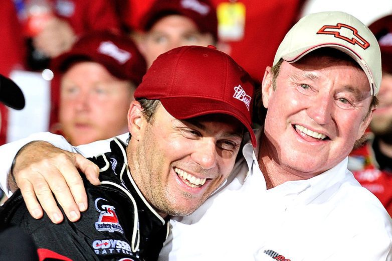 Kevin Harvick celebrates in Victory Lane at Charlotte.