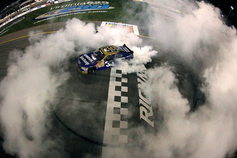 Kevin Harvick celebrates with a burnout at Richmond.