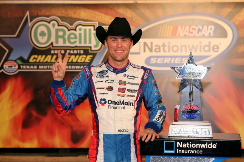 Kevin Harvick celebrates in Victory Lane at Texas.