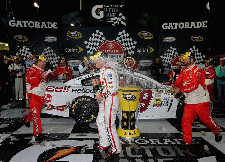 Kevin Harvick celebrates in Victory Lane at Richmond.