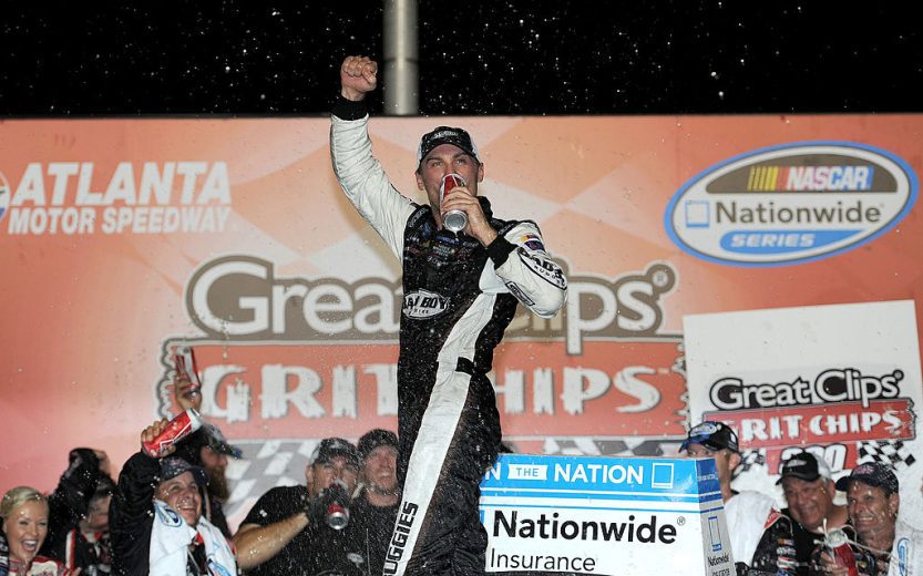 Kevin Harvick celebrates in Victory Lane at Atlanta.