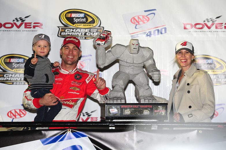 Kevin Harvick celebrates in Victory Lane at Dover.