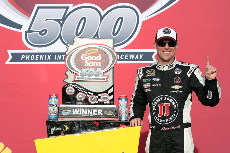 Kevin Harvick celebrates in Victory Lane at Phoenix.