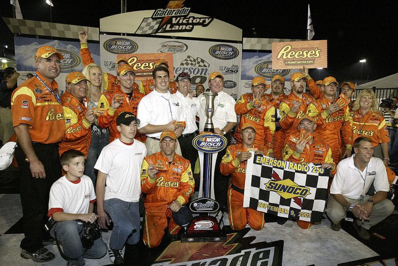 Kevin Harvick celebrates in Victory Lane at Richmond.