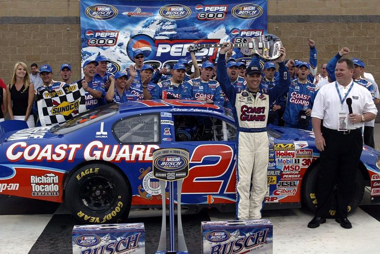 Kevin Harvick celebrates in Victory Lane at Nashville,