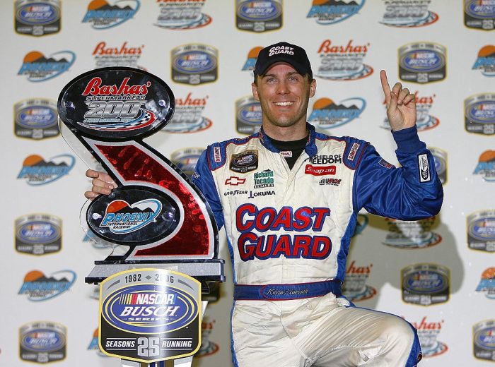 Kevin Harvick celebrates in Victory Lane at Phoenix.