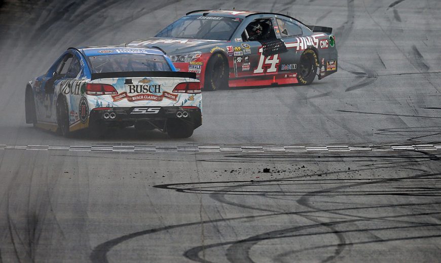 Kevin Harvick celebrates in Victory Lane at Bristol.