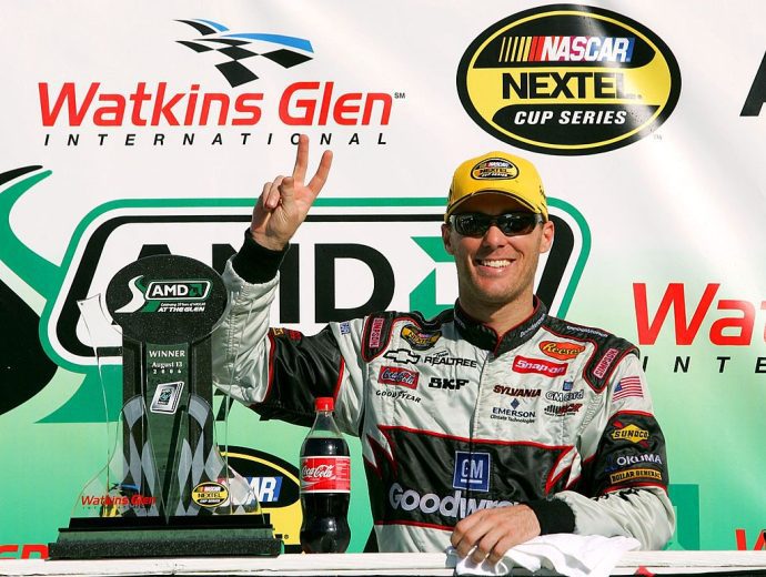 Kevin Harvick celebrates in Victory Lane at Watkins Glen.