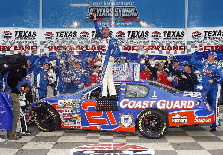 Kevin Harvick celebrates in Victory Lane at Texas.
