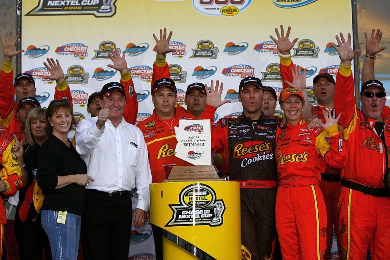 Kevin Harvick celebrates after winning at Phoenix.