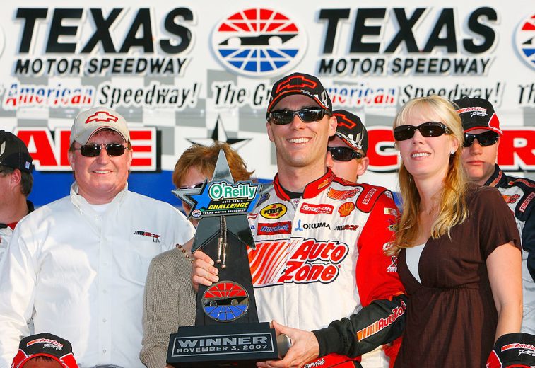 Kevin Harvick celebrates in Victory Lane at Texas.