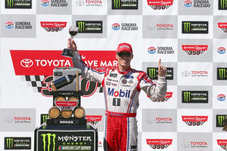 Kevin Harvick celebrates in Victory Lane at Sonoma.