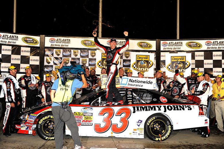 Kevin Harvick celebrates in Victory Lane at Atlanta.