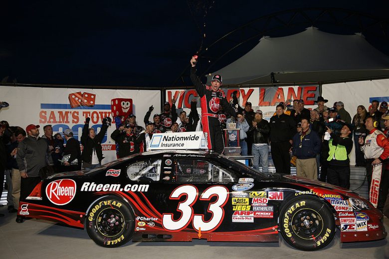 Kevin Harvick celebrates in Victory Lane at Las Vegas.