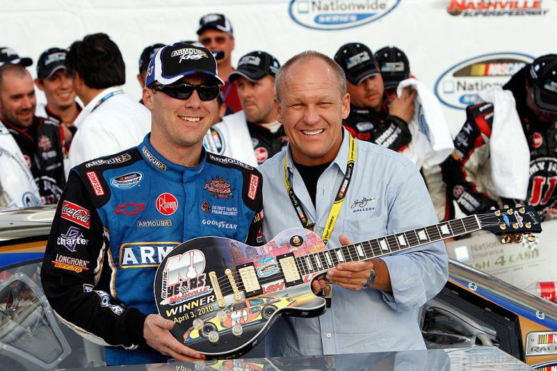 Kevin Harvick celebrates in Victory Lane at Nashville.