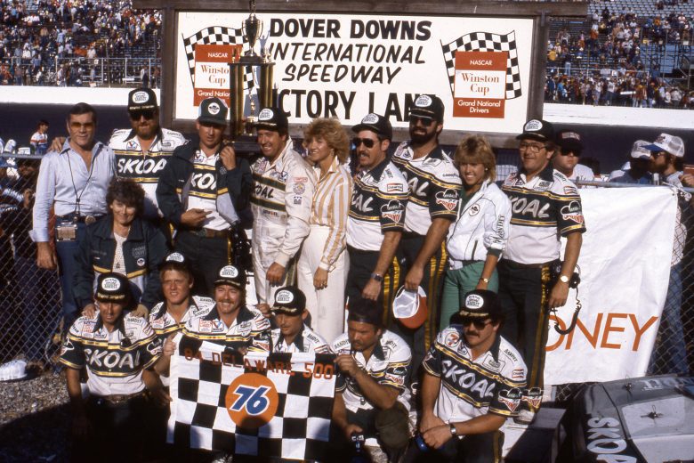 Harry Gant celebrates with his crew in Victory Lane.