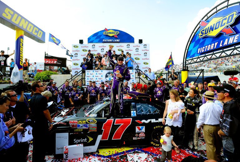 Matt Kenseth celebrates in Victory Lane.