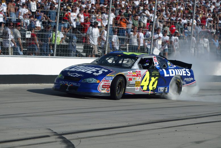 Jimmie Johnson does burnout