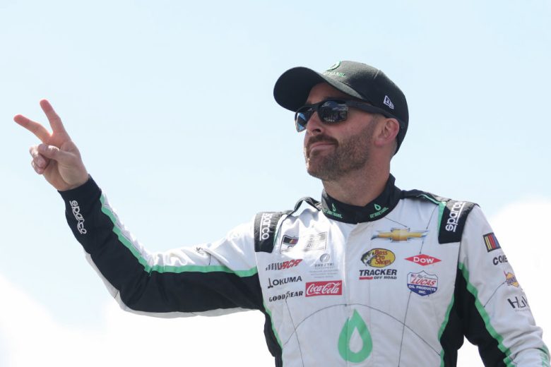 Austin Dillon poses for the crowd.