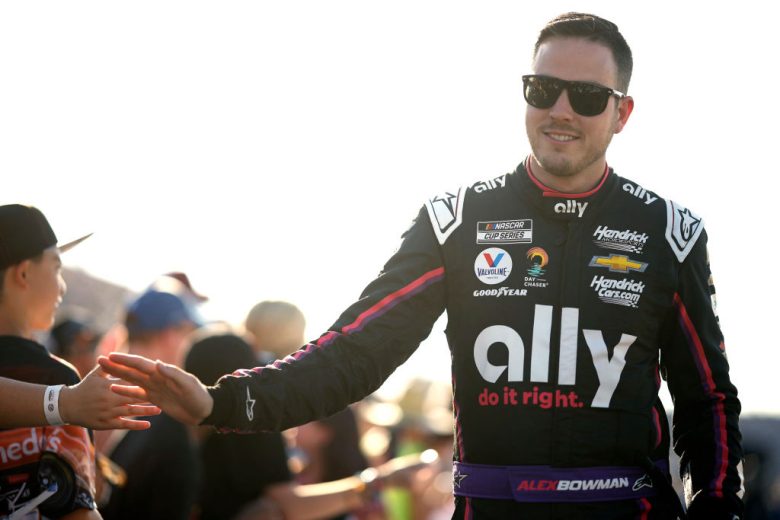 Alex Bowman greets fans.