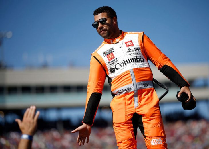 Bubba Wallace greets fans.