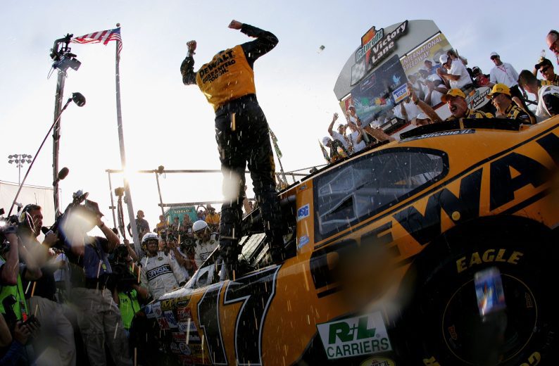 Matt Kenseth celebrates in Victory Lane