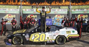 John Hunter Nemechek celebrates in Victory Lane.