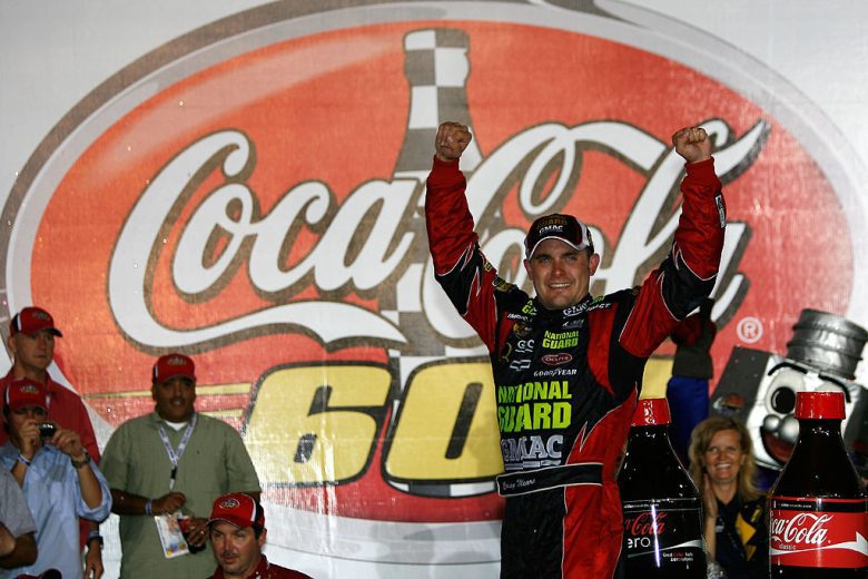 Casey Mears celebrates in Victory Lane at Charlotte.