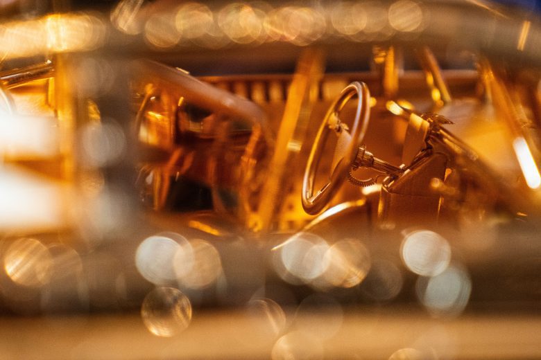 close up of the 2023 Goodyear gold car