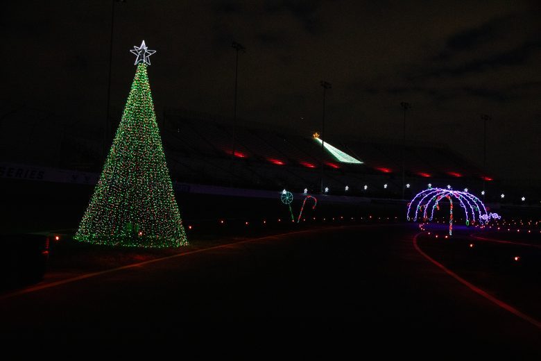 Holiday lights on display at NASCAR tracks in 2023 NASCAR