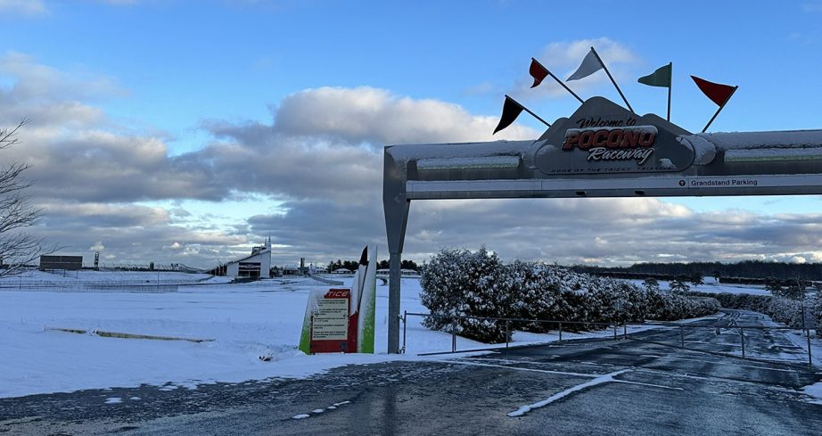 Pocono Raceway with snow