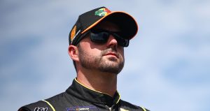 josh Berry, driver of the number 8 Bass Pro Shops/TRACKER Boats Chevrolet, looks on during qualifying
